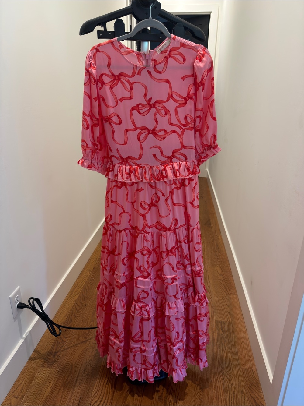 Ivy City Co Pink & Red Ruffle-Tiered Maxi Dress